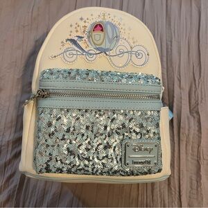 Loungefly Disney Cinderella Magical Carriage Coach Sequin Mini Backpack - NWT